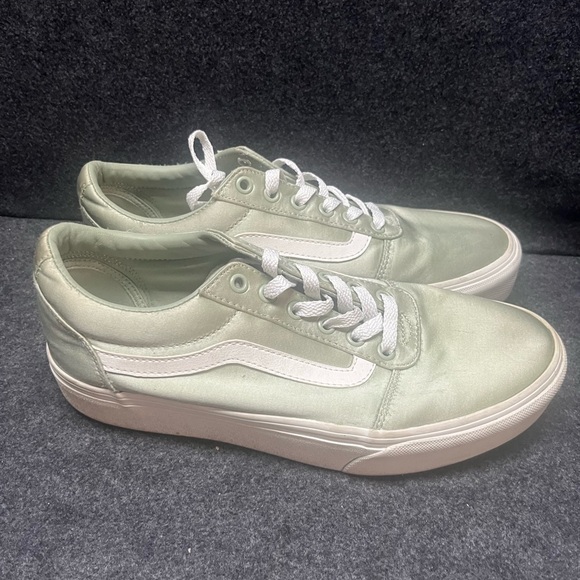 Vans Old Skool Platform Sneakers Women Size 9.5 Green Satin Skateboarding Shoes - Picture 1 of 13